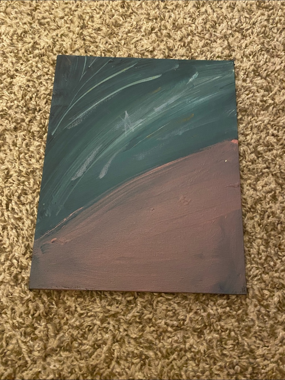Abstract Two-Tone Canvas Art in Teal and Mauve
